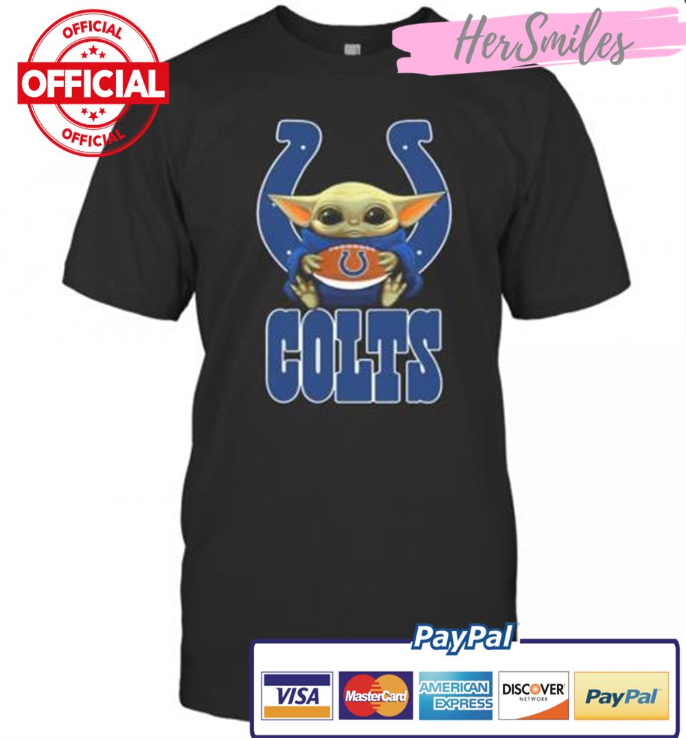 Baby Yoda Hug Indianapolis Colts Football T-Shirt