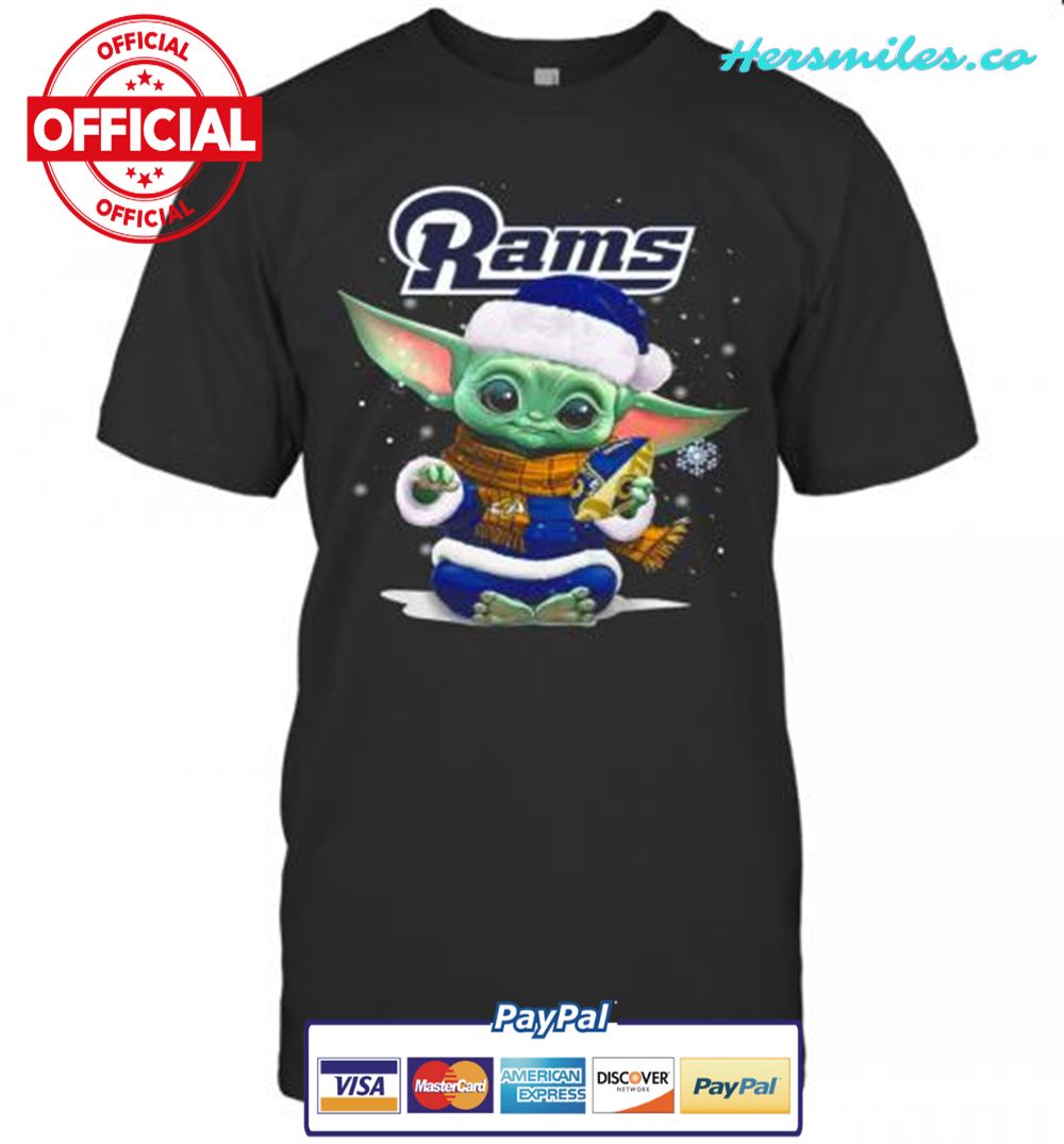 Baby Yoda Los Angeles Rams Football Christmas T-Shirt