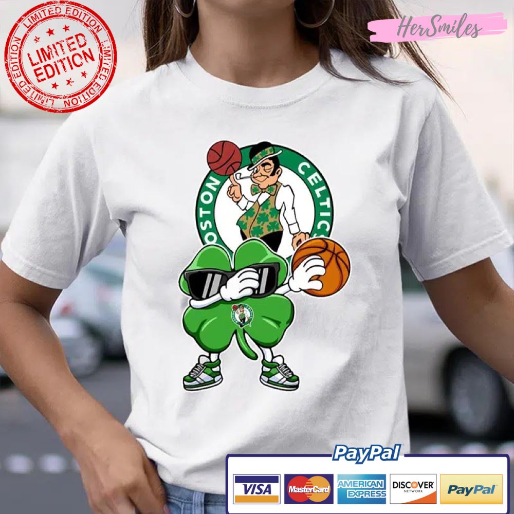 Boston Celtics Basketball Dabbing Four Leaf Clover St. Patrick’s Day T Shirt