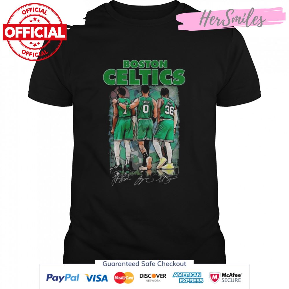 Boston Celtics Brown Tatum Smart signatures shirt
