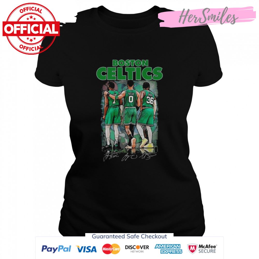 Boston Celtics Brown Tatum Smart signatures shirt