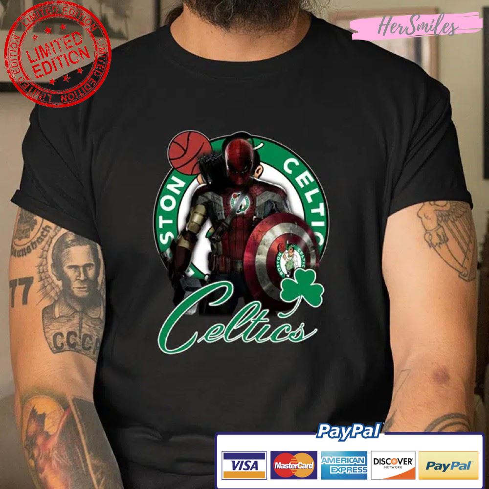 Boston Celtics Captain America Thor Spider Man Hawkeye Avengers Shirt