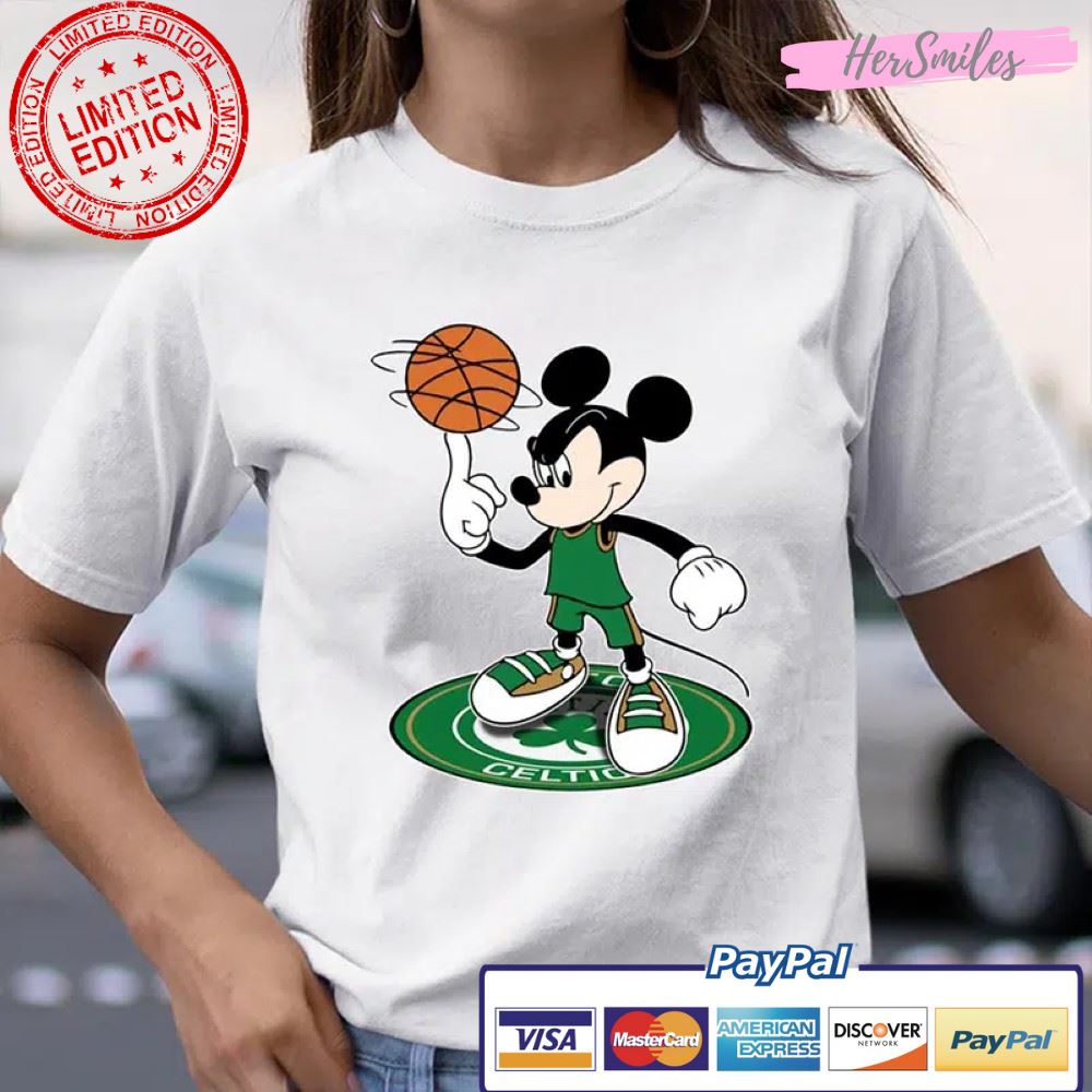 Boston Celtics Cheerful Mickey Disney T Shirt