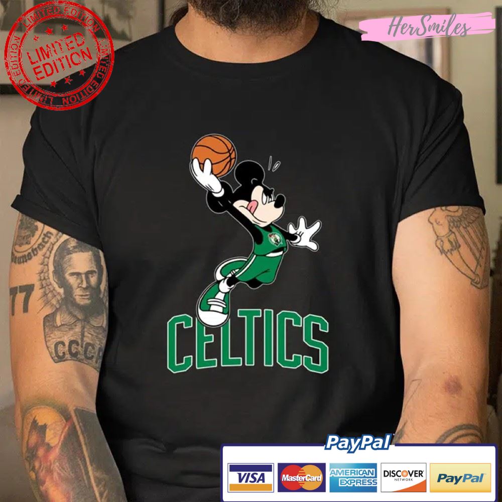 Boston Celtics Cheerful Mickey Mouse T Shirt