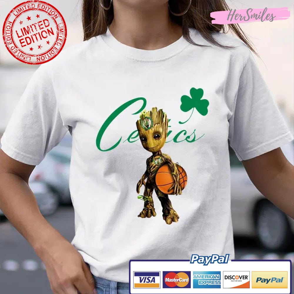 Boston Celtics Groot Marvel Guardians Of The Galaxy Shirt