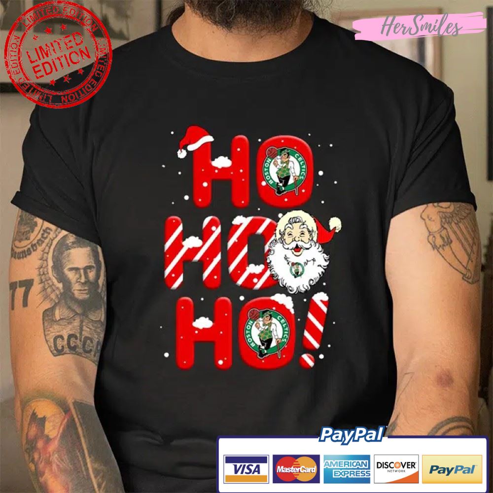 Boston Celtics Ho Ho Ho Santa Claus Merry Christmas T Shirt