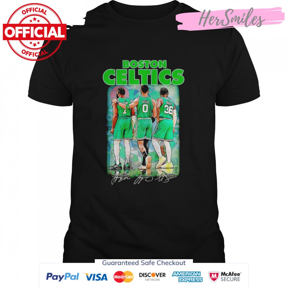 Boston Celtics Jaylen Brown Jayson Tatum Marcus Smart signatures 2022 T-shirt Boston Celtics Jaylen Brown Jayson Tatum Marcus Smart signatures 2022 T-shirt