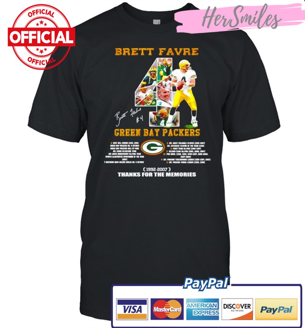 Brett Favre Green Bay Packers 1992-2007 thanks for the memoreis shirt