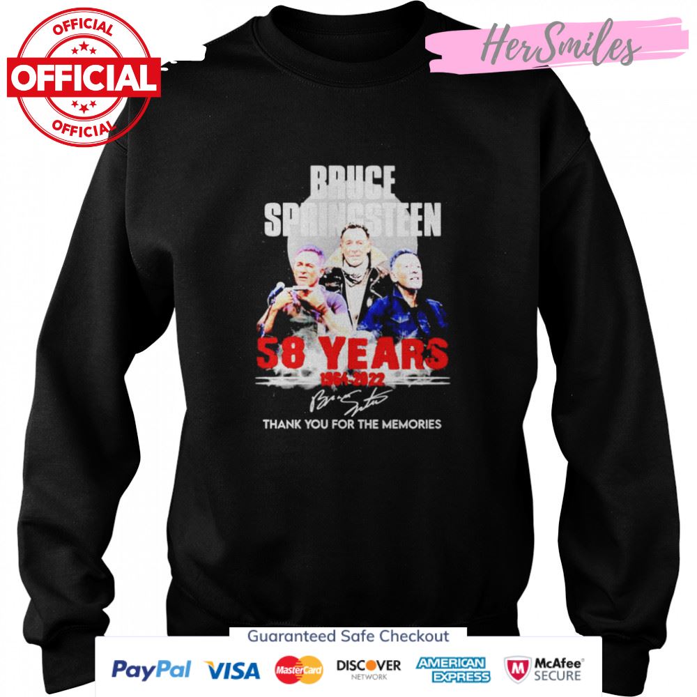 Bruce Springsteen 58 years 1964 2022 signature thank you for the memories shirt