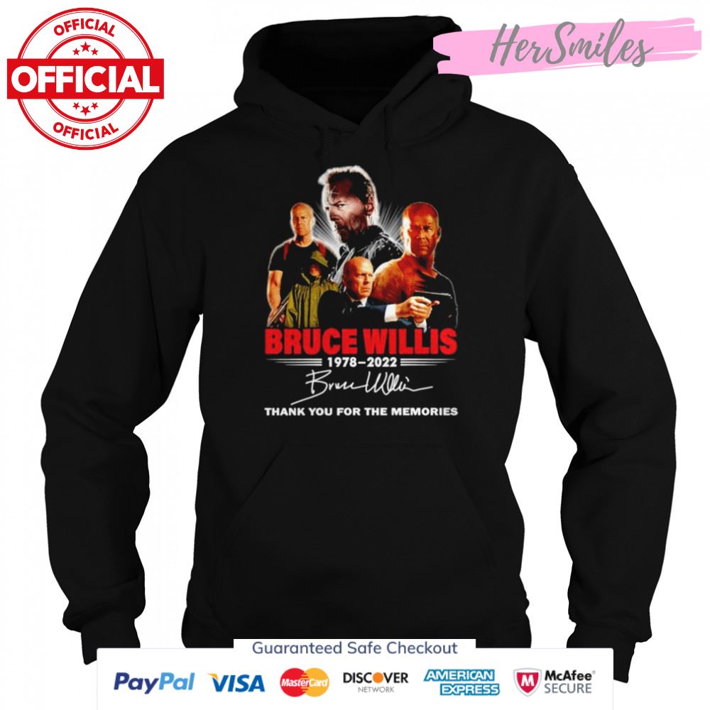 Bruce Willis 1978 2022 thank you for the memories signature shirt