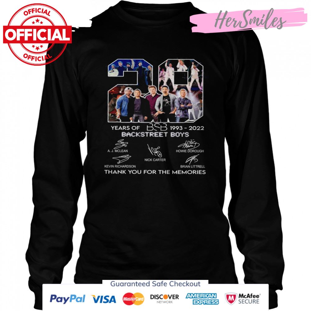 Bsb Backstreet Boys 29 Years Of 1993-2022 Thank You For The Memories Signatures Shirt Bsb Backstreet Boys 29 Years Of 1993-2022 Thank You For The Memories Signatures Shirt