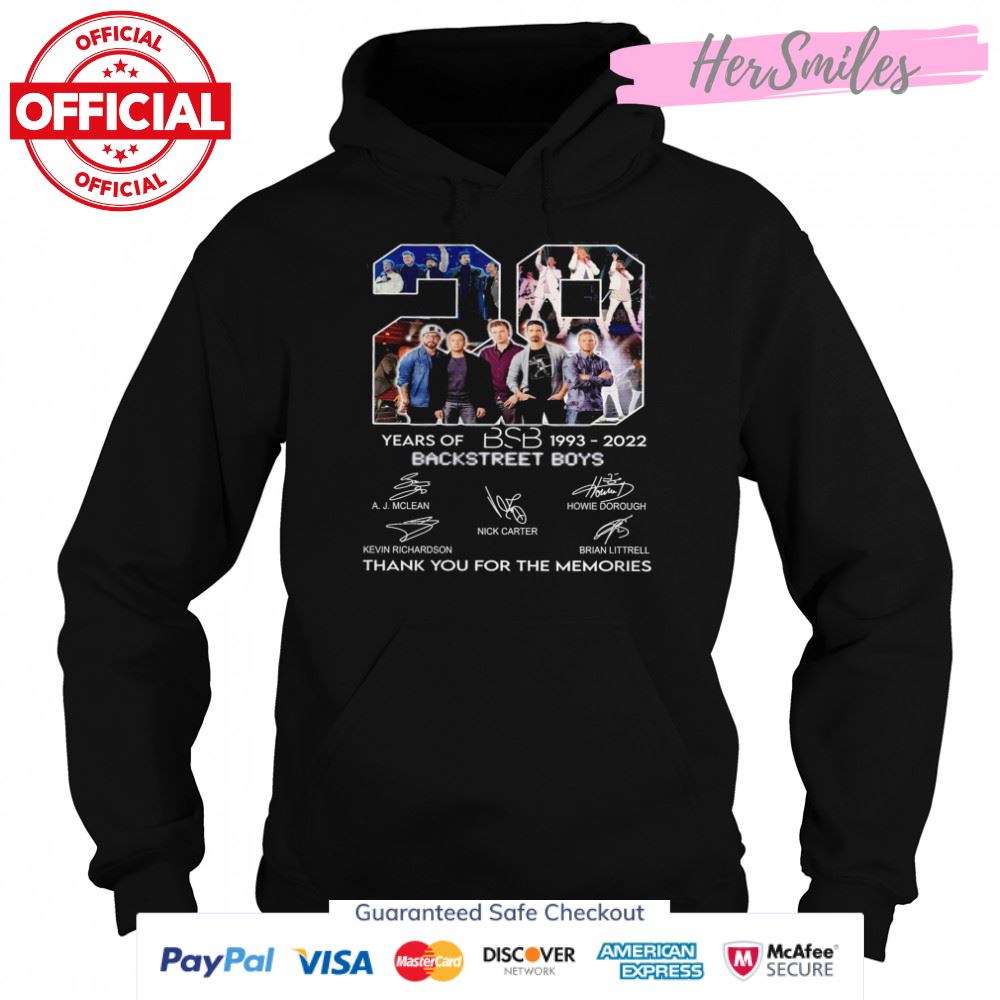 Bsb Backstreet Boys 29 Years Of 1993-2022 Thank You For The Memories Signatures Shirt Bsb Backstreet Boys 29 Years Of 1993-2022 Thank You For The Memories Signatures Shirt