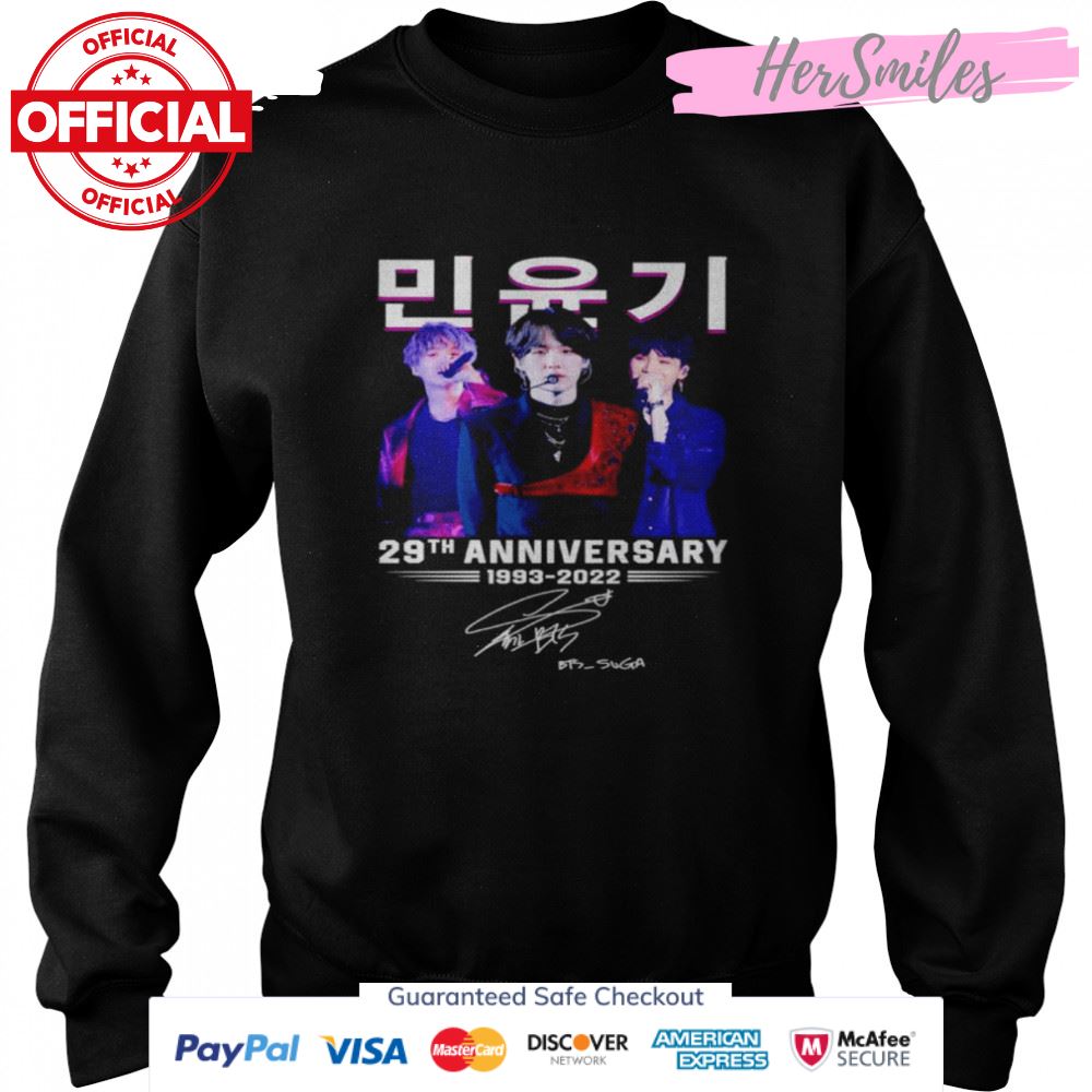 BTS Suga 29th anniversary 1993 2022 signature shirt BTS Suga 29th anniversary 1993 2022 signature shirt