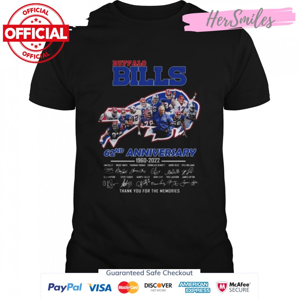Buffalo Bills 62nd anniversary 1960 2022 thank you for the memories signatures shirt