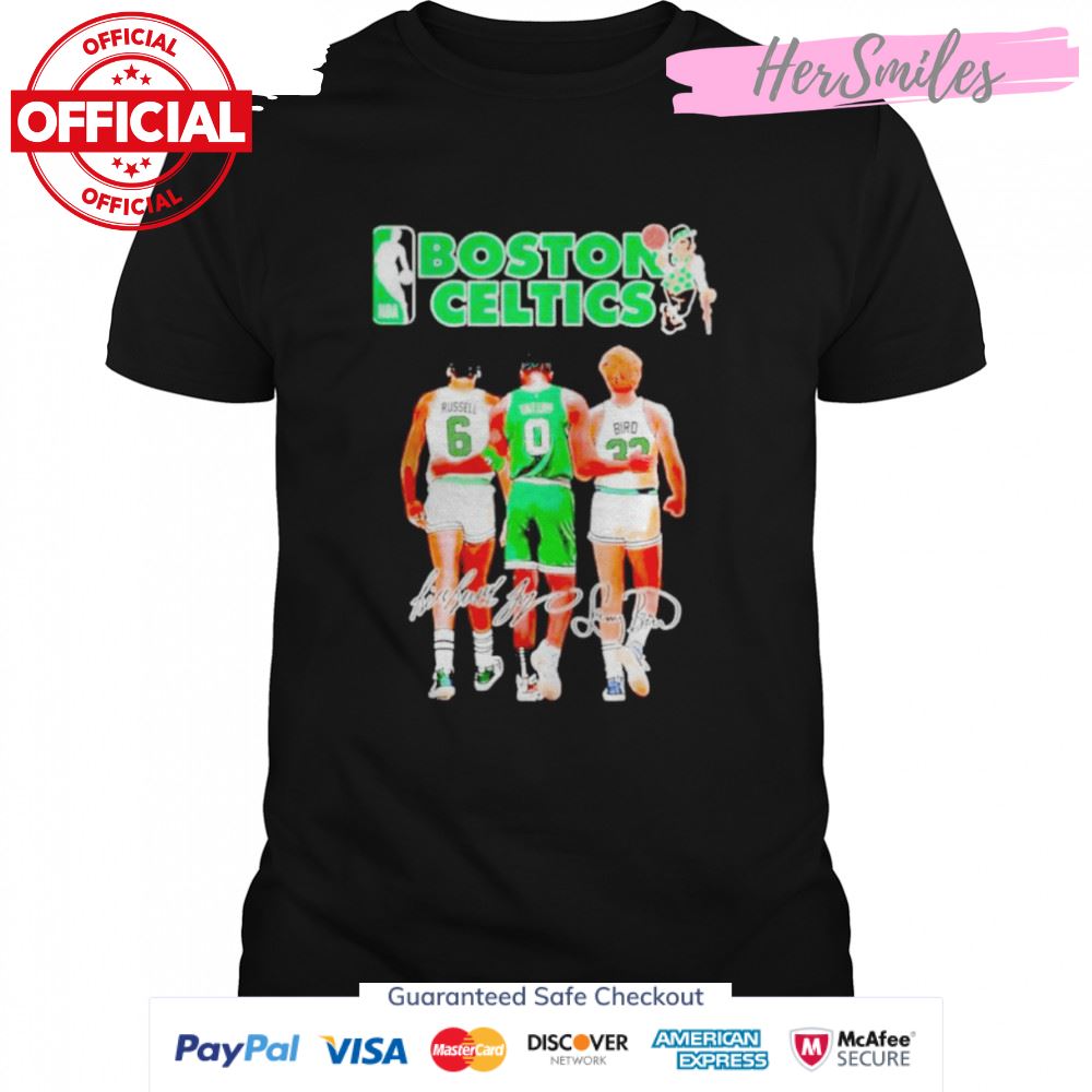 Champion Boston Celtics Bill Russell Jayson Tatum And Larry Bird Signatures Shirt