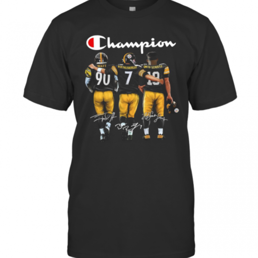 Champion Pittsburgh Steelers Watt 90 Roethlisberger 7 Smith Schuster 19 Signatures T-Shirt