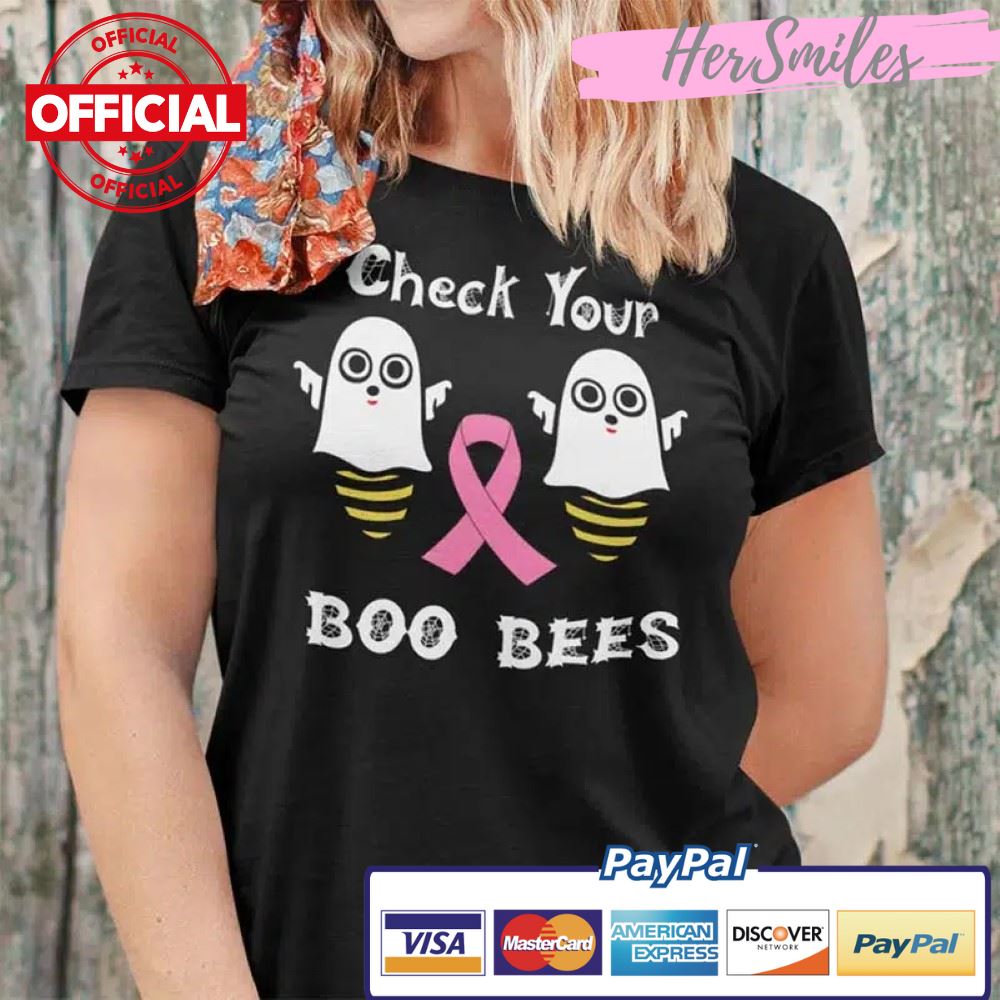 Check Your Boo Bees T Shirt Halloween Breast Cancer Awareness