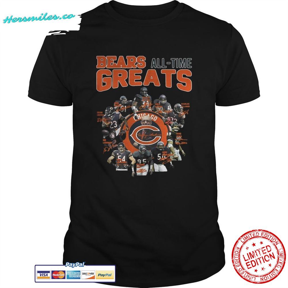Chicago Bears All Time Greats Players Signatures T-Shirt