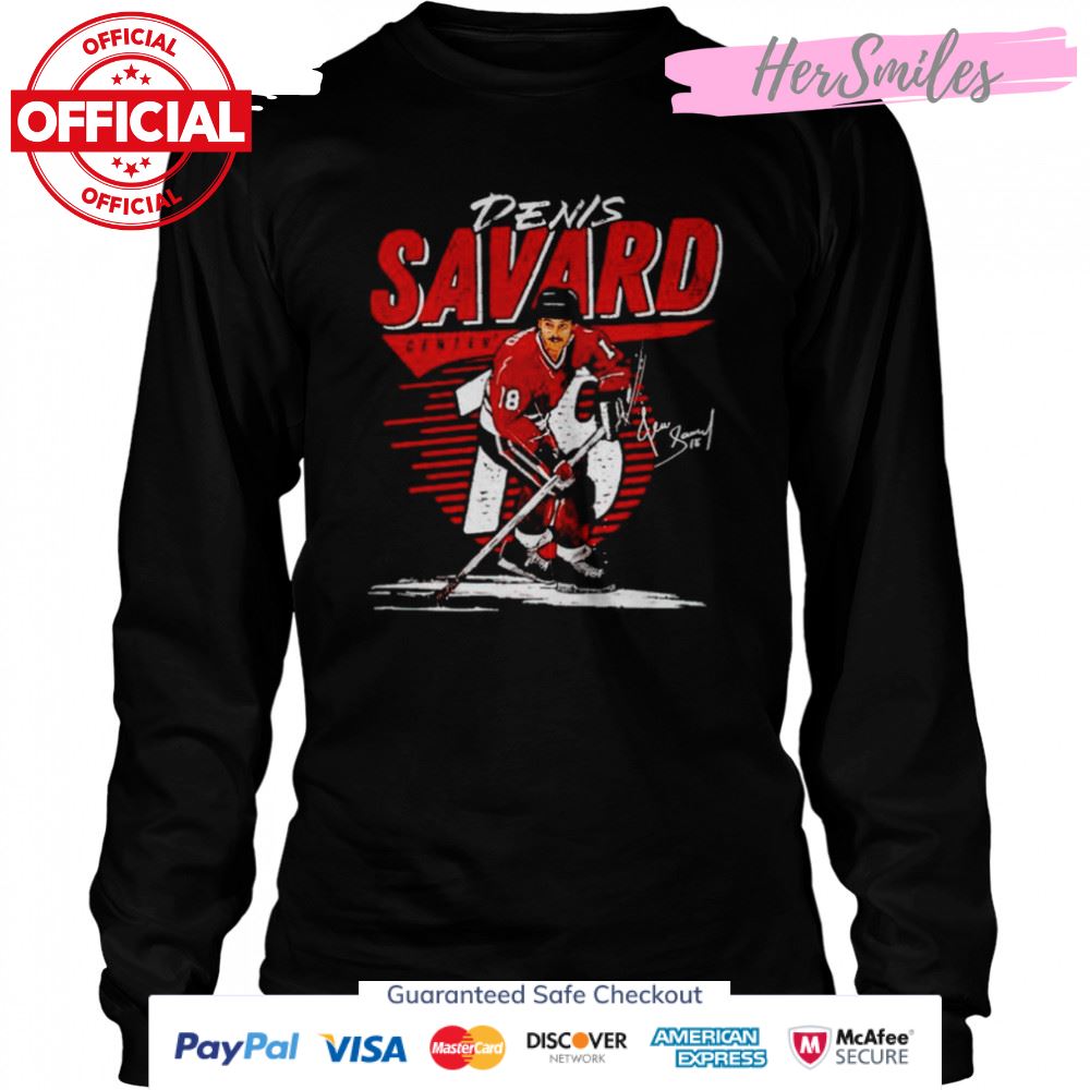Chicago Blackhawks Denis Savard center signature shirt Chicago Blackhawks Denis Savard center signature shirt