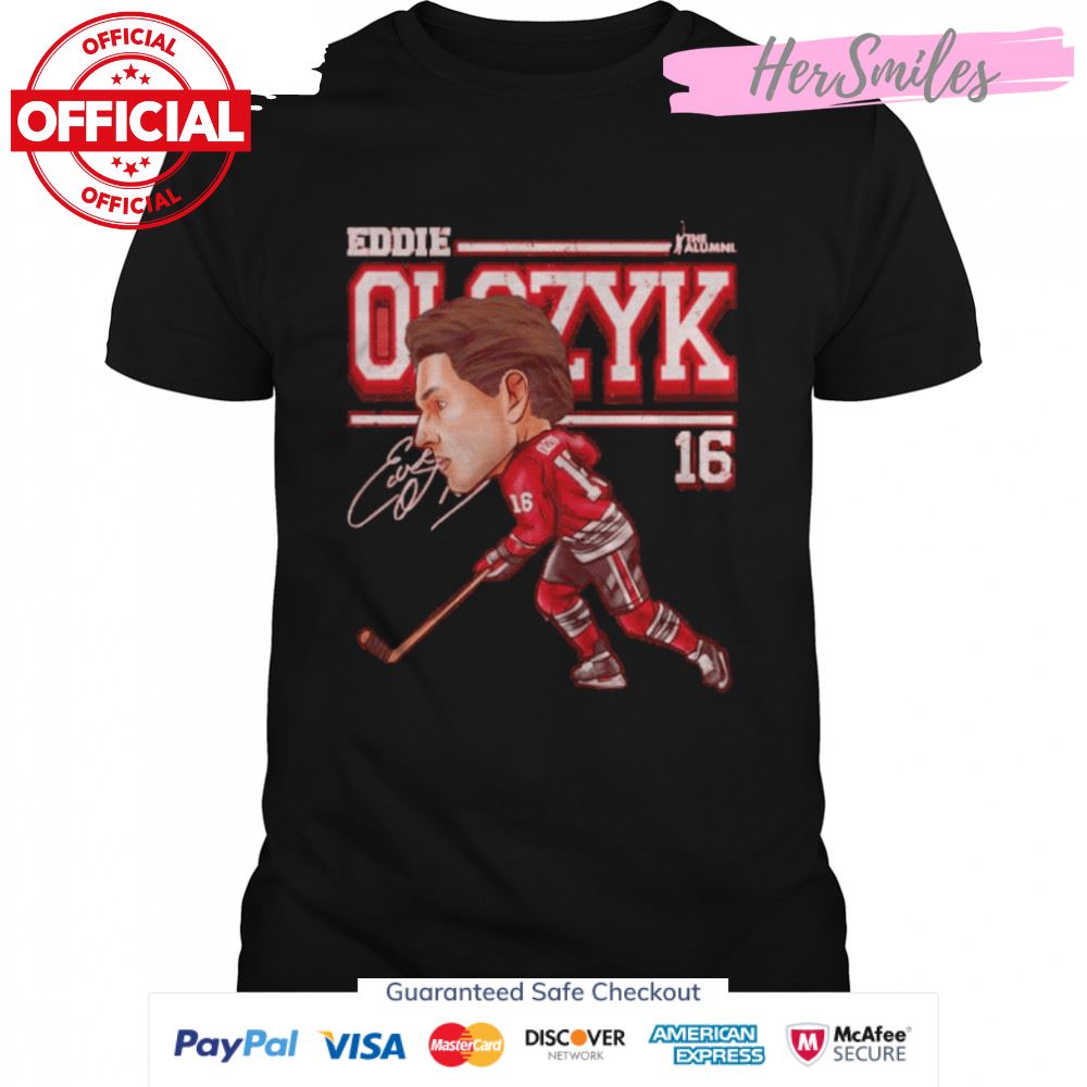 Chicago Blackhawks Eddie Olczyk cartoon signature shirt