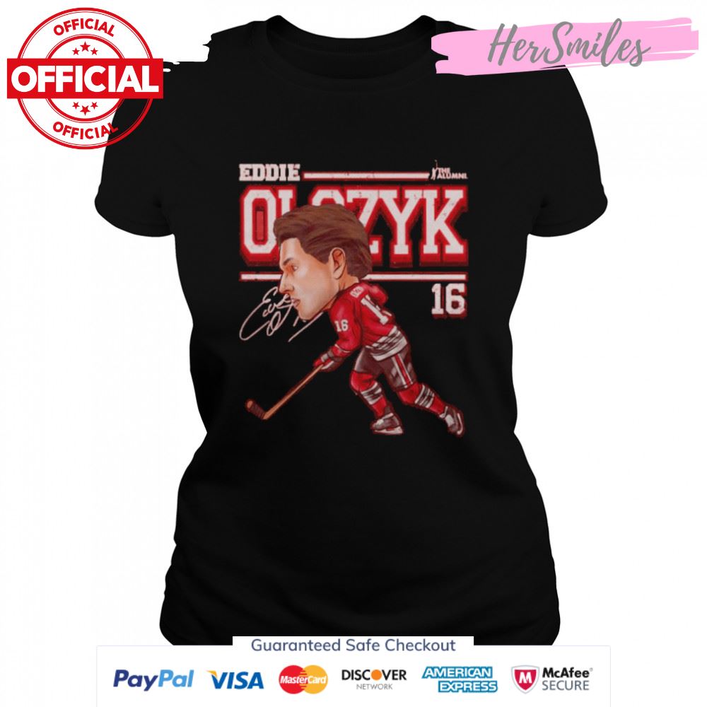Chicago Blackhawks Eddie Olczyk cartoon signature shirt