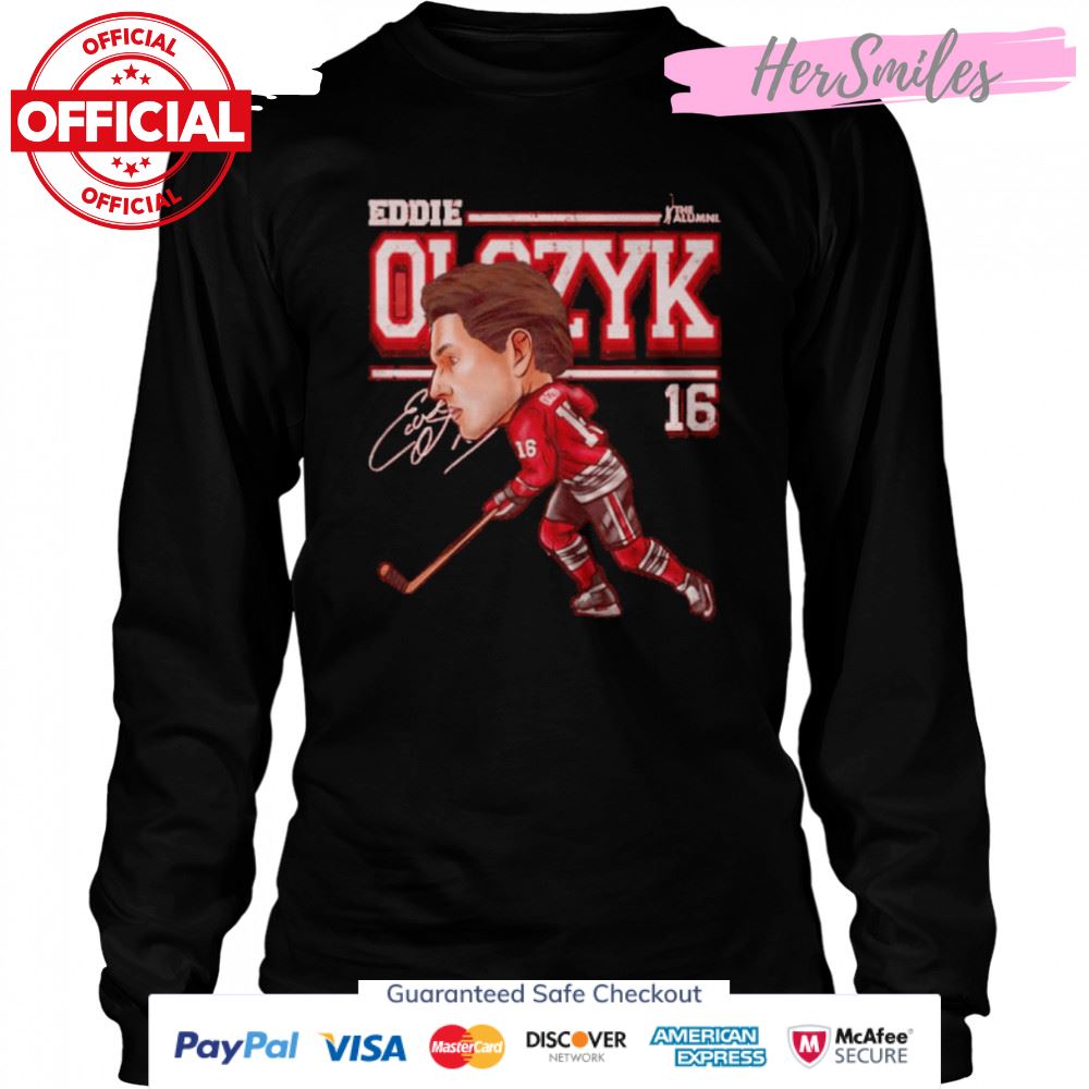 Chicago Blackhawks Eddie Olczyk cartoon signature shirt Chicago Blackhawks Eddie Olczyk cartoon signature shirt
