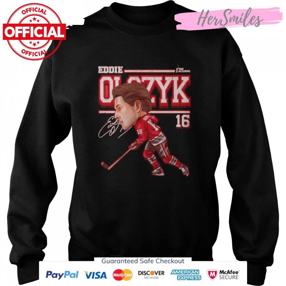 Chicago Blackhawks Eddie Olczyk cartoon signature shirt Chicago Blackhawks Eddie Olczyk cartoon signature shirt