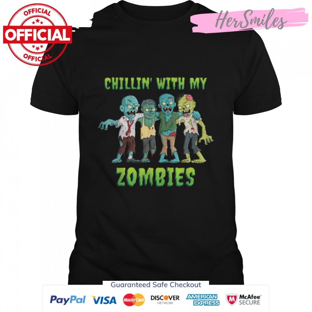 Chillin With My Zombies Halloween Boys Kids Funny T-Shirt