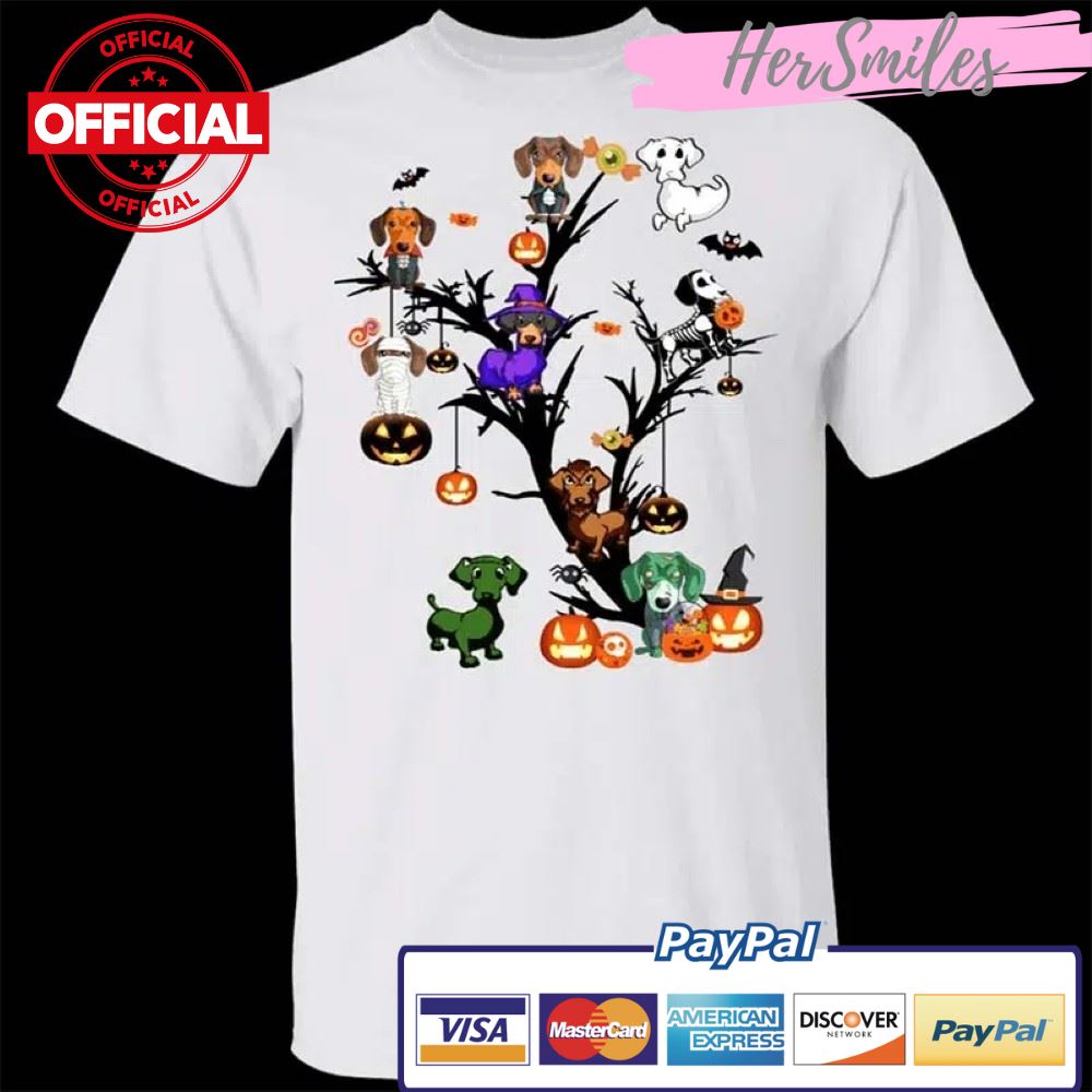 Dachshunds Halloween Tree T-Shirt Easy Couple Halloween