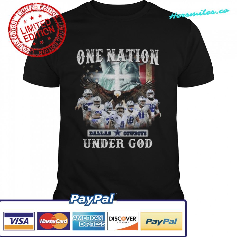 Dallas Cowboys One Nation Under God American Flag signatures Graphic T-Shirt