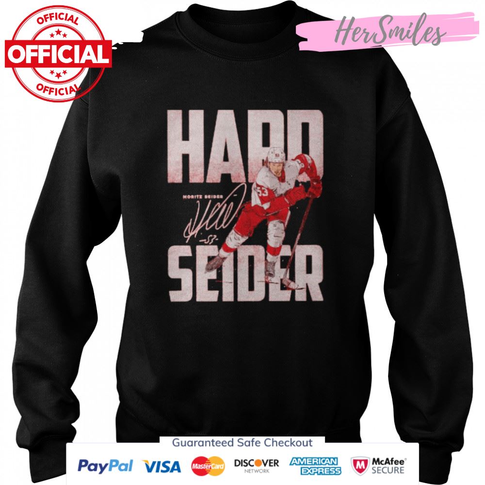 Detroit Red Wings Moritz Seider hard seider bold signature shirt Detroit Red Wings Moritz Seider hard seider bold signature shirt