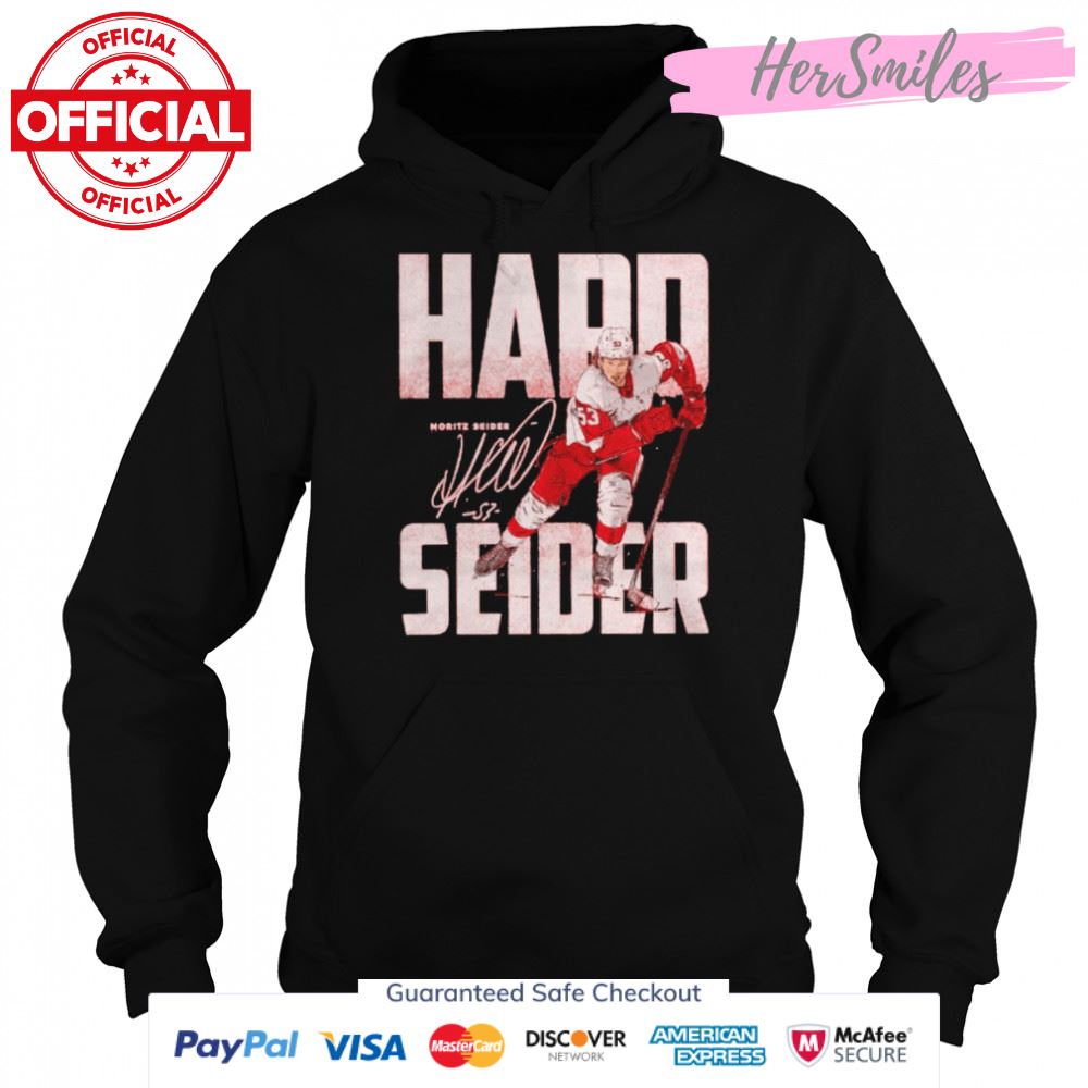 Detroit Red Wings Moritz Seider hard seider bold signature shirt Detroit Red Wings Moritz Seider hard seider bold signature shirt