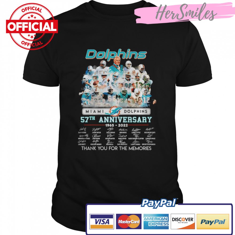 Dolphins Miami Dolphins 57th anniversary 1965 2022 thank you for the memories shirt
