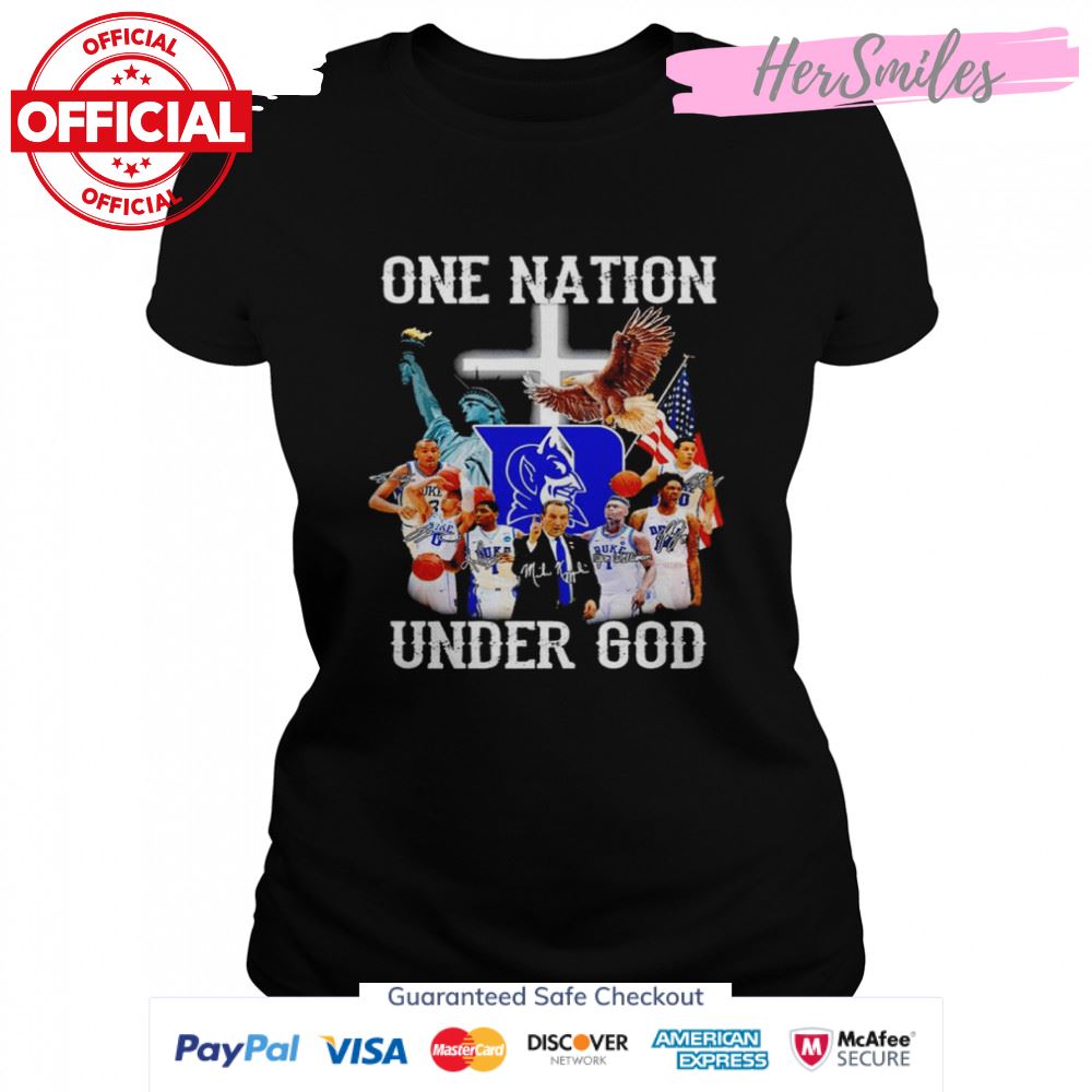 Duke Blue Devils one nation under God signatures T-shirt