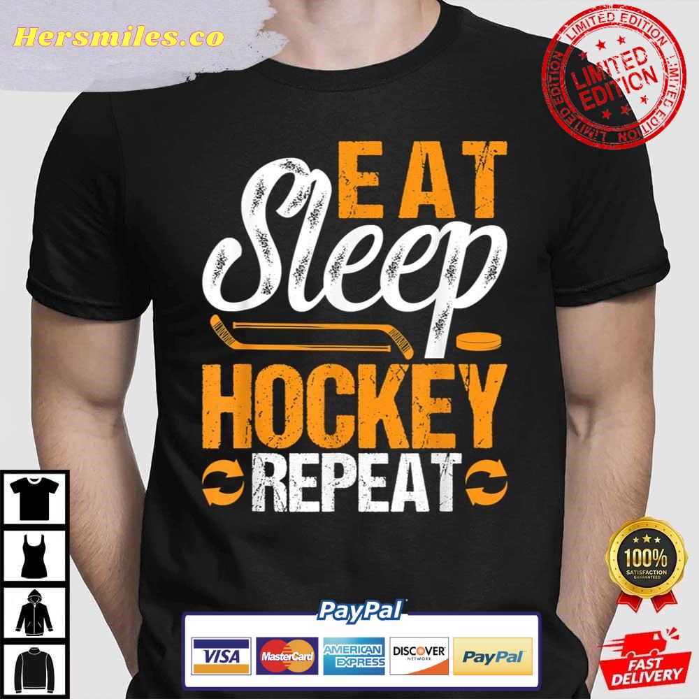 Eat Sleep Hockey Repeat Sport Themed Youth Christmas Shirt
