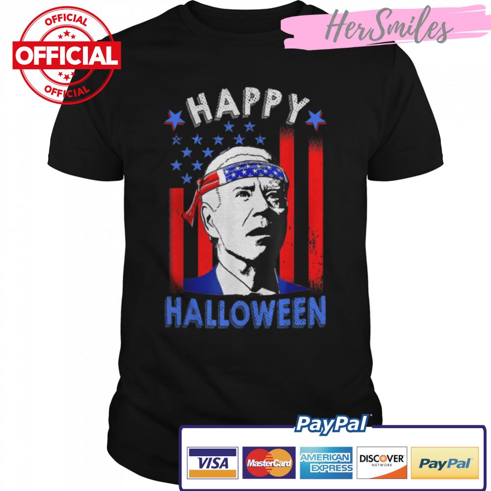 Funny Joe Biden Happy Halloween American Flag 4th Of July T-Shirt