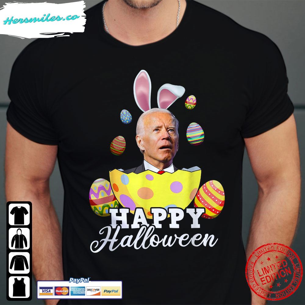 Funny Joe Biden Happy Halloween Easter Egg Bunny Confused Easter Biden Bunny Shirt T-Shirt