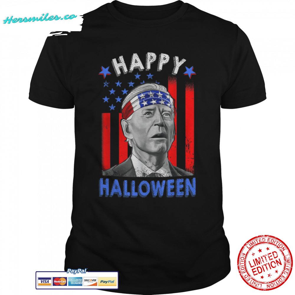 Funny Joe Biden Happy Halloween US Flag 4th Of July T-Shirt