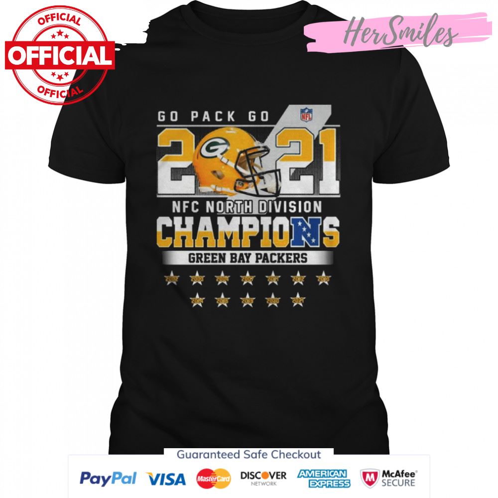 Go Pack Go 2021 Nfc North Division Champions Green Bay Packers 2002 2021 Shirt