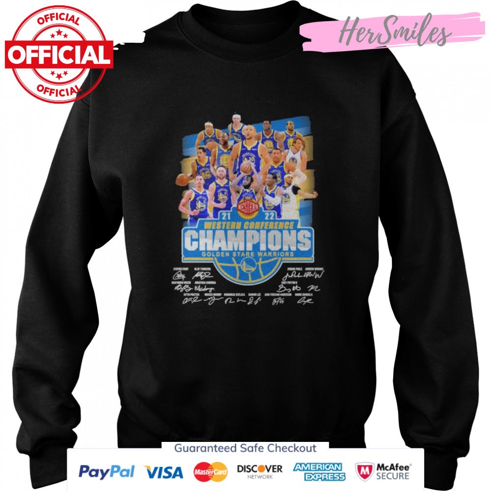 Golden State Warriors 2021-2022 Nba Western Conference Champions Signatures Shirt Golden State Warriors 2021-2022 Nba Western Conference Champions Signatures Shirt