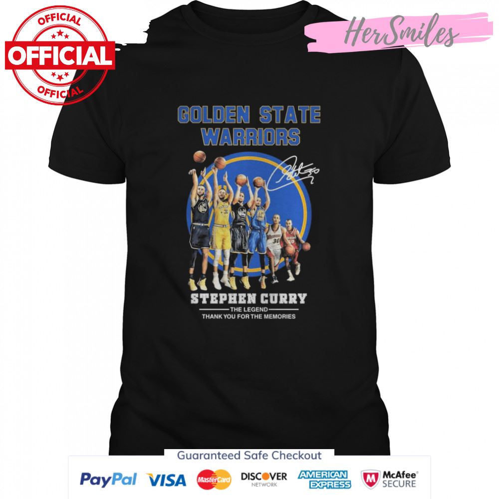 Golden State Warriors Stephen Curry The Legend Thank you For The Memories Signatures Shirt