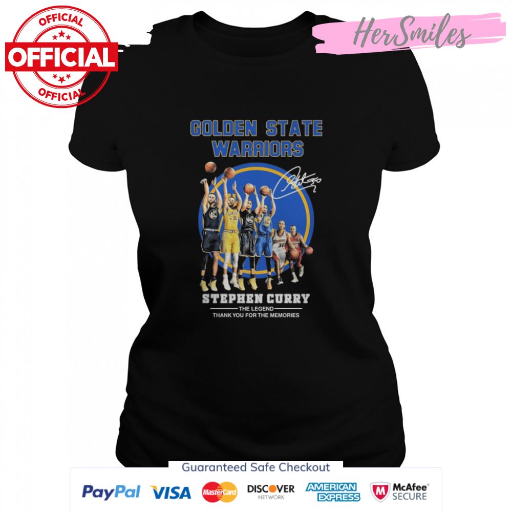 Golden State Warriors Stephen Curry The Legend Thank you For The Memories Signatures Shirt