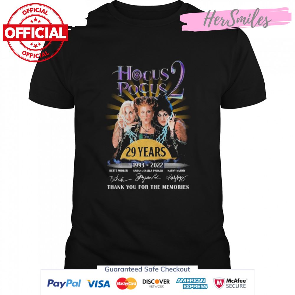 Halloween Hocus Pocus 2 29 Years 1993-2022 Thank You For The Memories Signatures Shirt