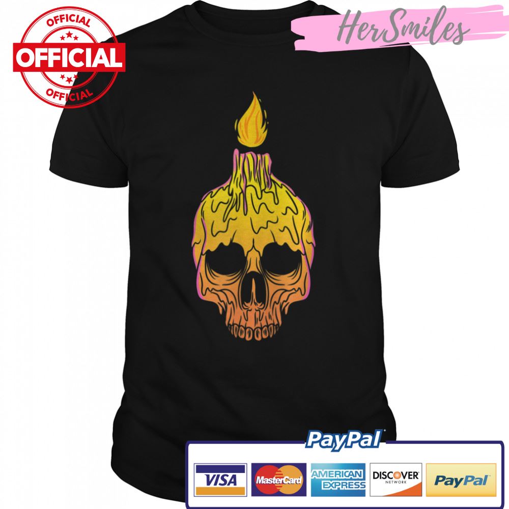 Halloween Melting Candle Skull Calavera Skeleton Gothic T-Shirt