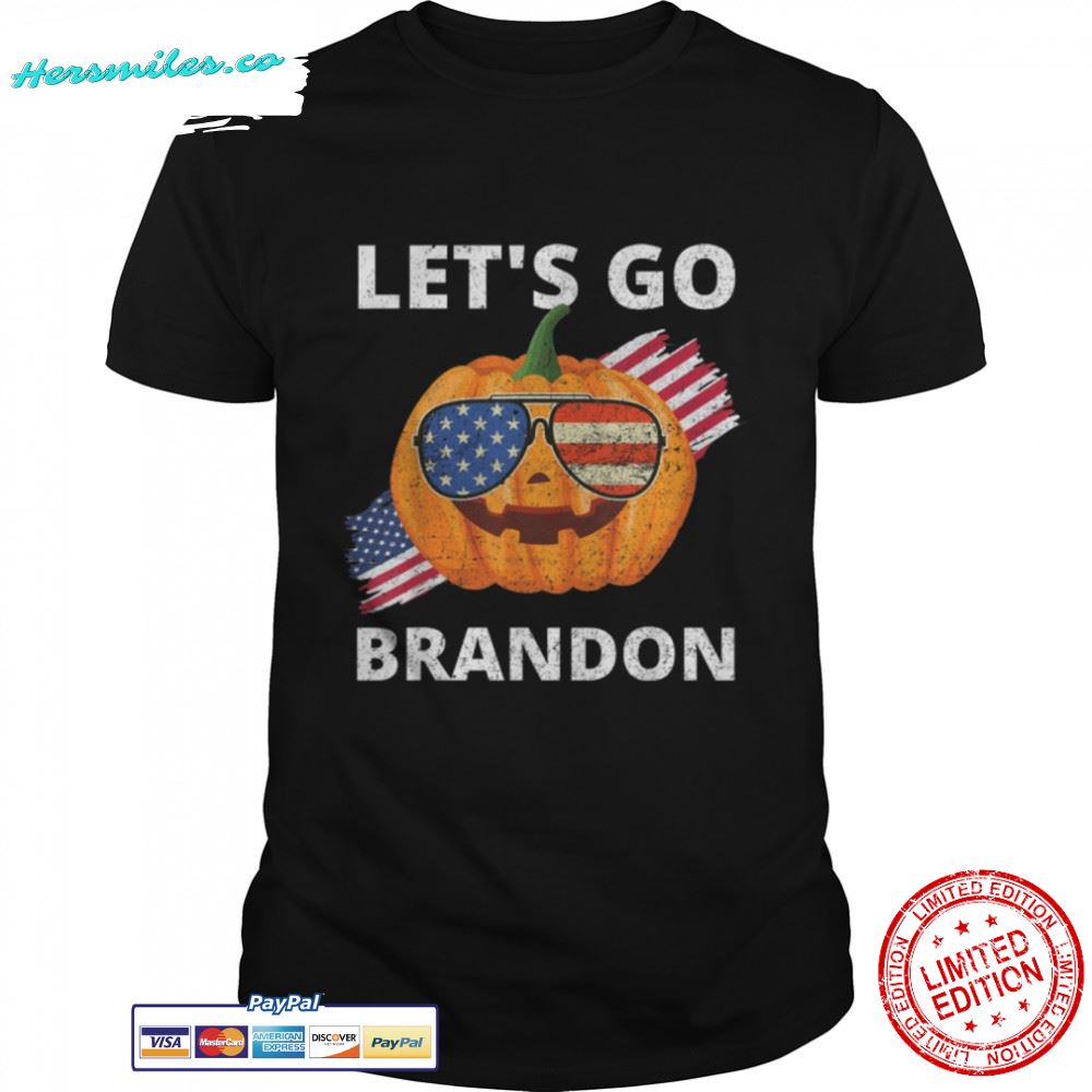 Halloween Pumpkin Let’s Go Brandon US Flag Impeach Biden T-Shirt