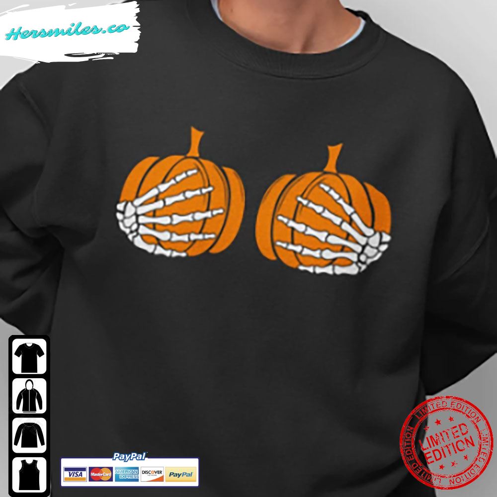 Halloween Pumpkin Sweatshirt Funny Pumpkin Boobs T-Shirt