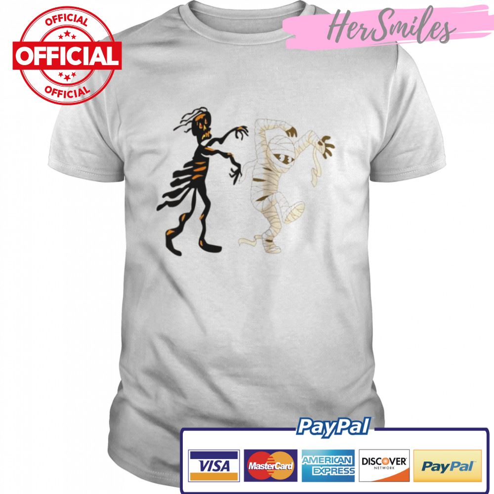 Halloween Running Scary Skeleton and Mummy Shirt