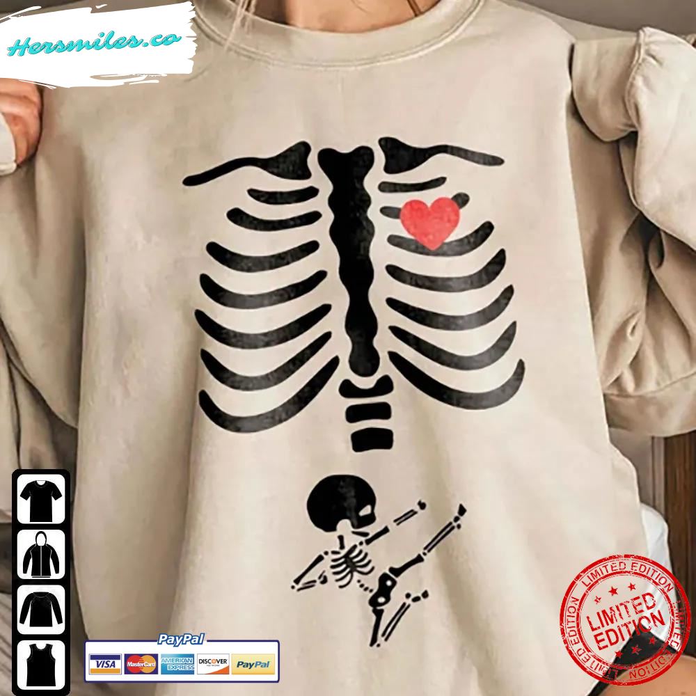 Halloween Skeleton Sweatshirt Pregnancy Announcement T-Shirt