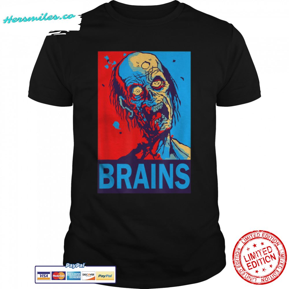 Halloween Zombie Brains T-shirt, Red Blue Tee B07JLV4G9W