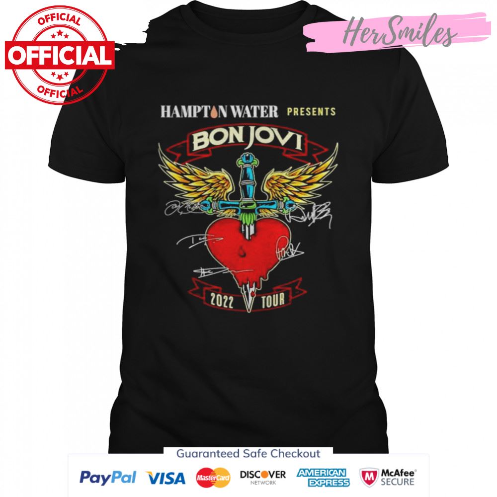Hampton Water presents Bon Jovi 2022 tour signatures T-shirt